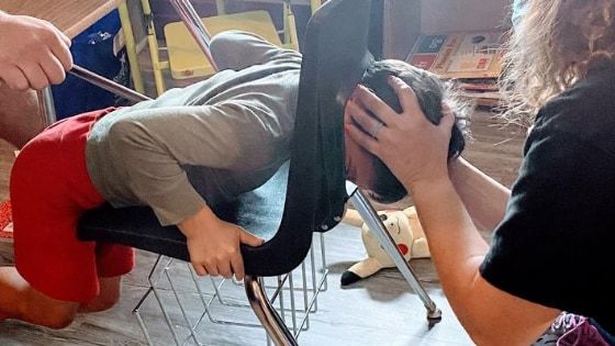 Boy Gets Head Stuck In Chair And Its Only Day Of Distance Learning