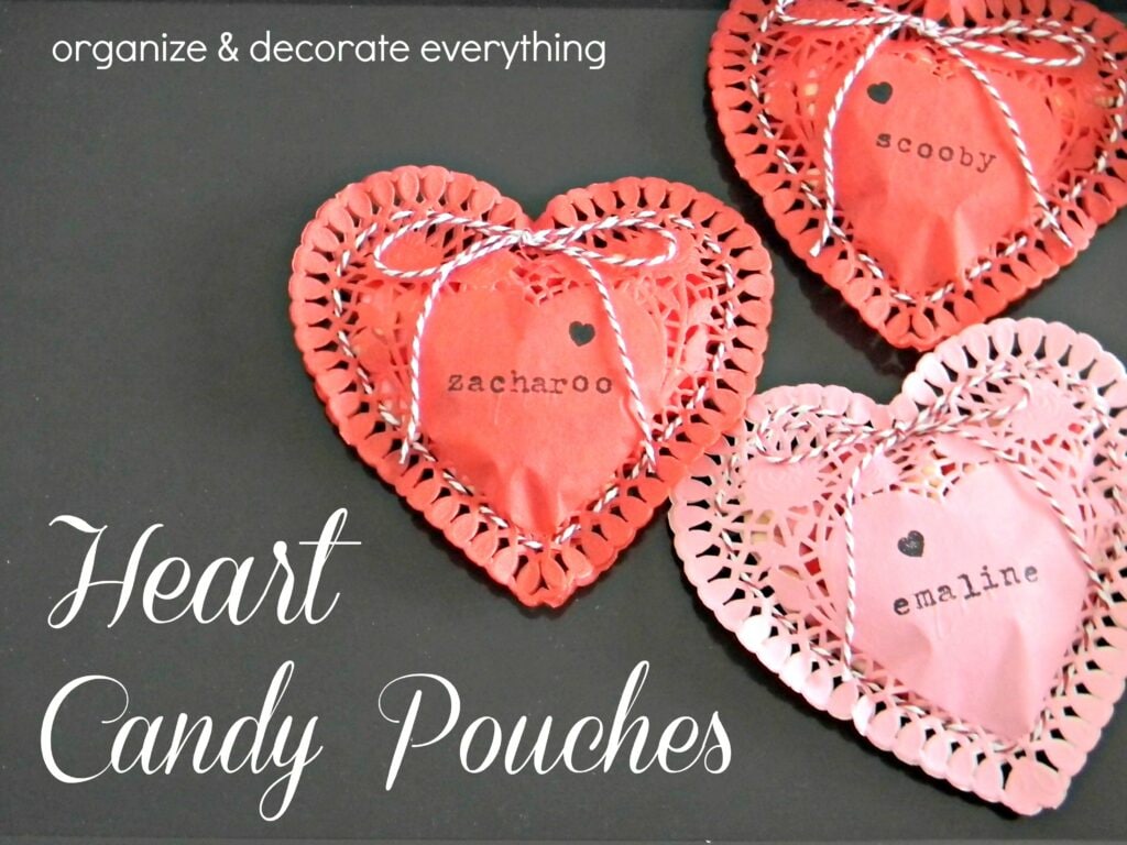 DIY Valentine's Day heart candy pouches 