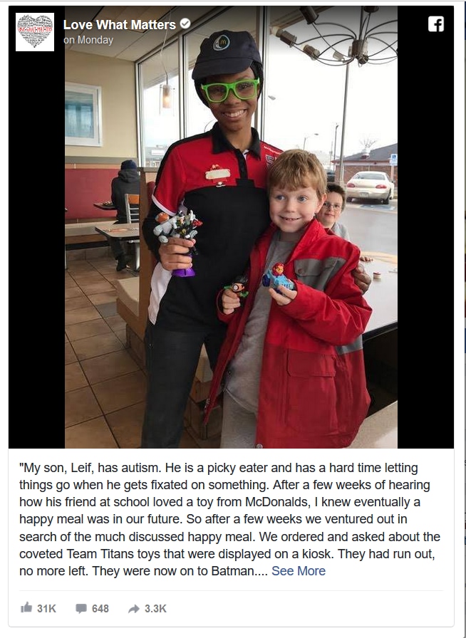 McDonald’s Cashier Makes Autistic Boy’s Day by Bending the Rules