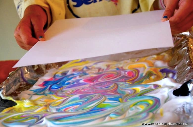 This marbled shaving cream project makes a fun after-school activity for kids