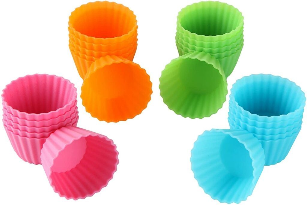 Silicone lunch box divider, silicone cupcake liner, silicone muffin cup -  Red, blue, orange, pink 