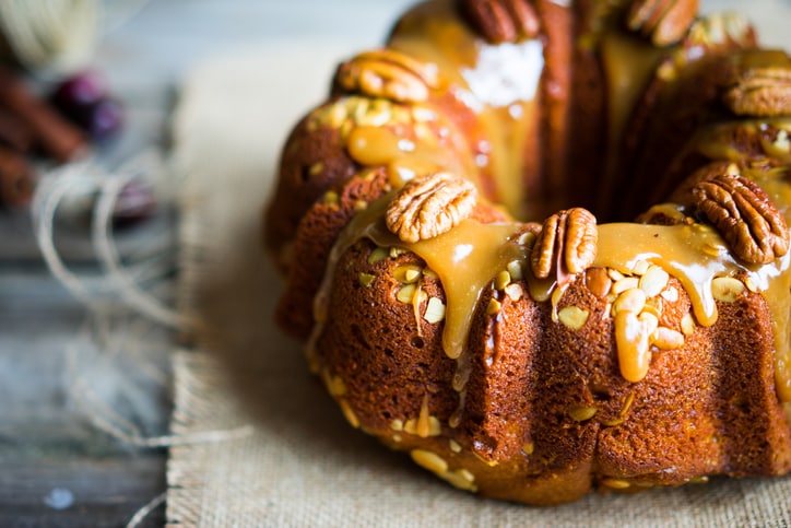 Gluten-free Brown sugar and pecan caramel bundt cake