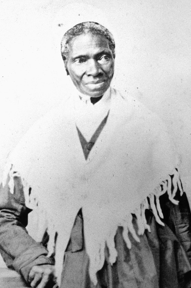 Former slave Sojourner Truth, freed when New York state abolished slavery she became a campaigner for women's rights and abolition in 1865