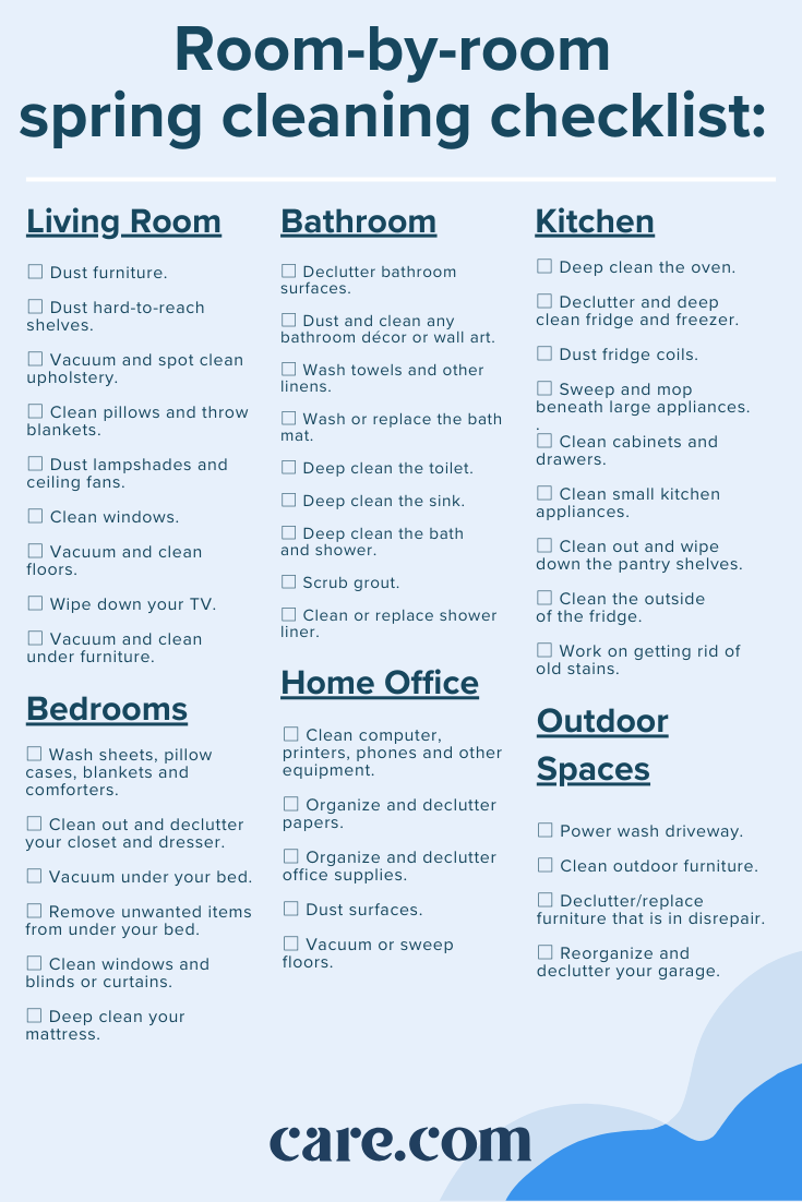 Room by room spring cleaning checklist