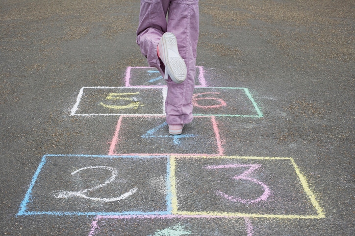 Hopscotch is a fun game for 5-year-olds