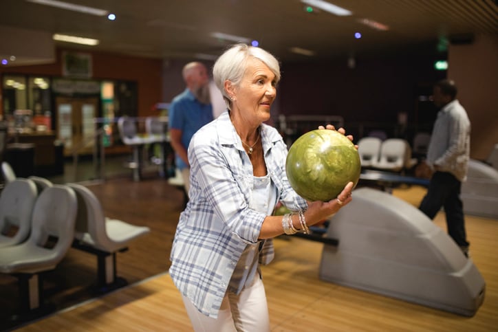 senior woman bowling