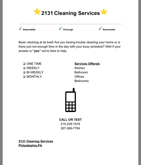 2131 Cleaning services