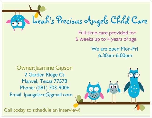 Leah's Precious Angels Child Care Logo