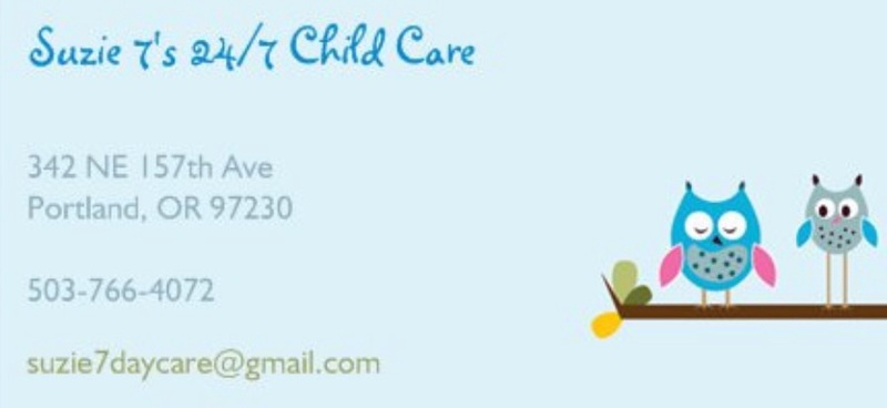 Suzie 7's 24/7 Child Care Logo