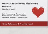 Marys Miracle home health care