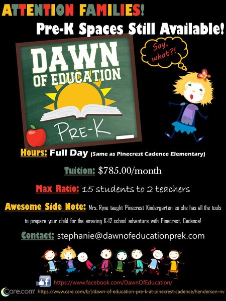 Dawn of Education Pre-K at Pinecrest Cadence